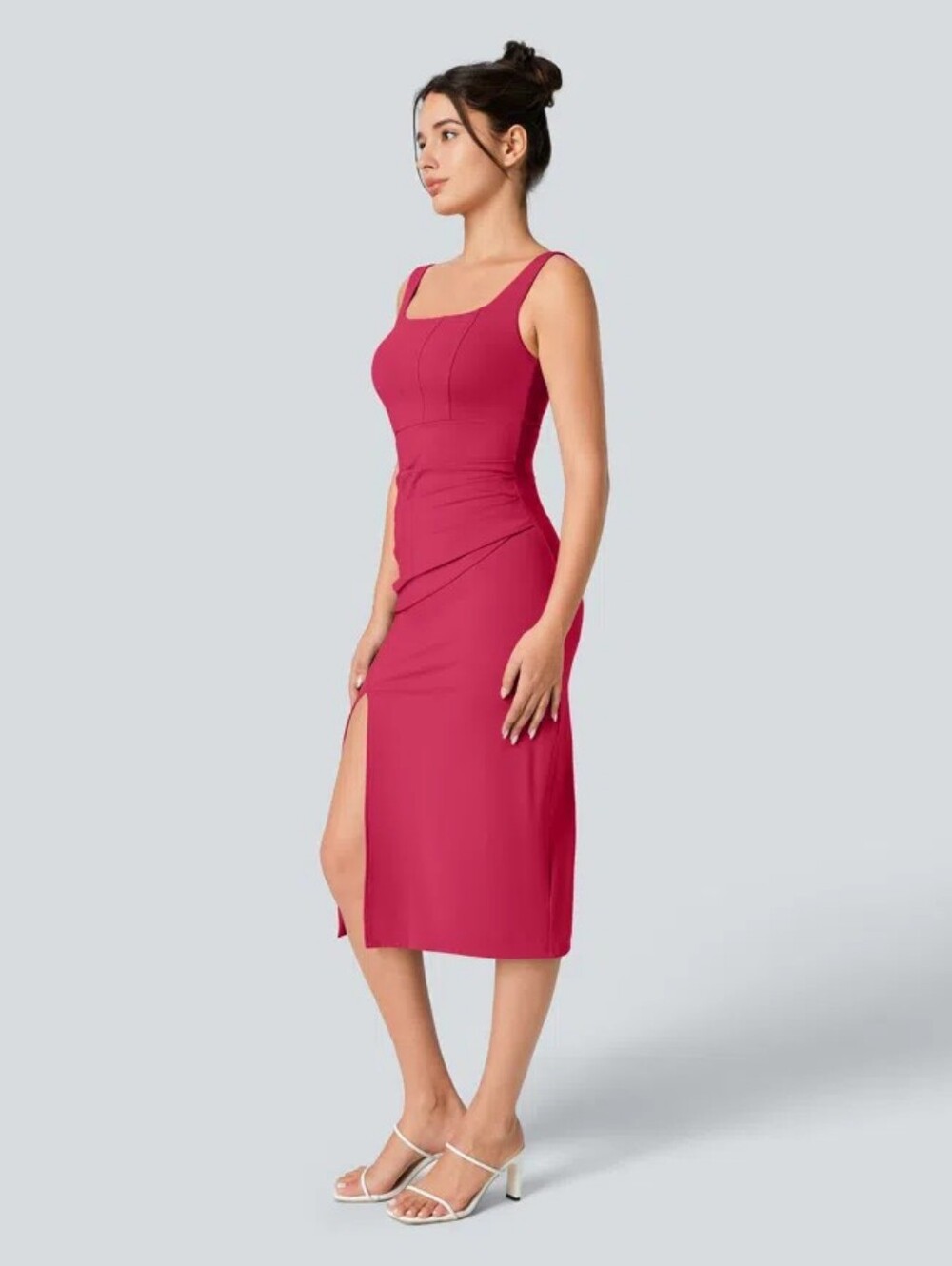 Halara NWT Red Draped Tank Midi Dress - Picture 3 of 3